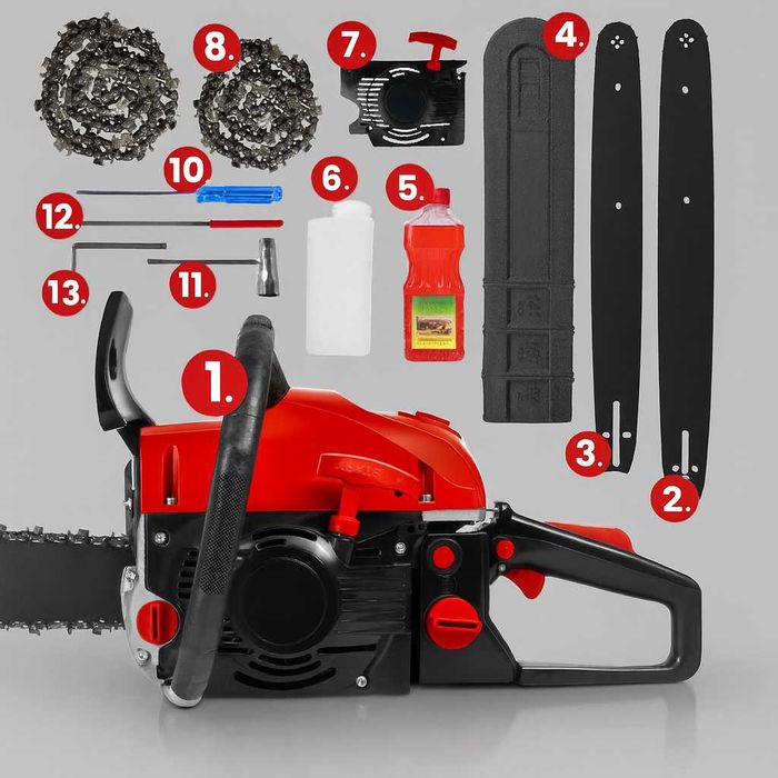 Piła łańcuchowa spalinowa pilarka prowadnice olej 5,7KM duży zestaw