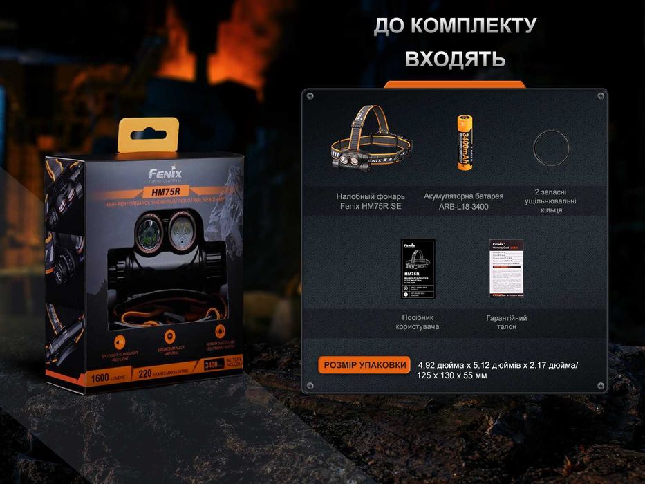 Fenix HM75R SE Ліхтар Налобний (1600 Люмен 223 Метр) ГАРАНТІЯ 5 РОКІВ!