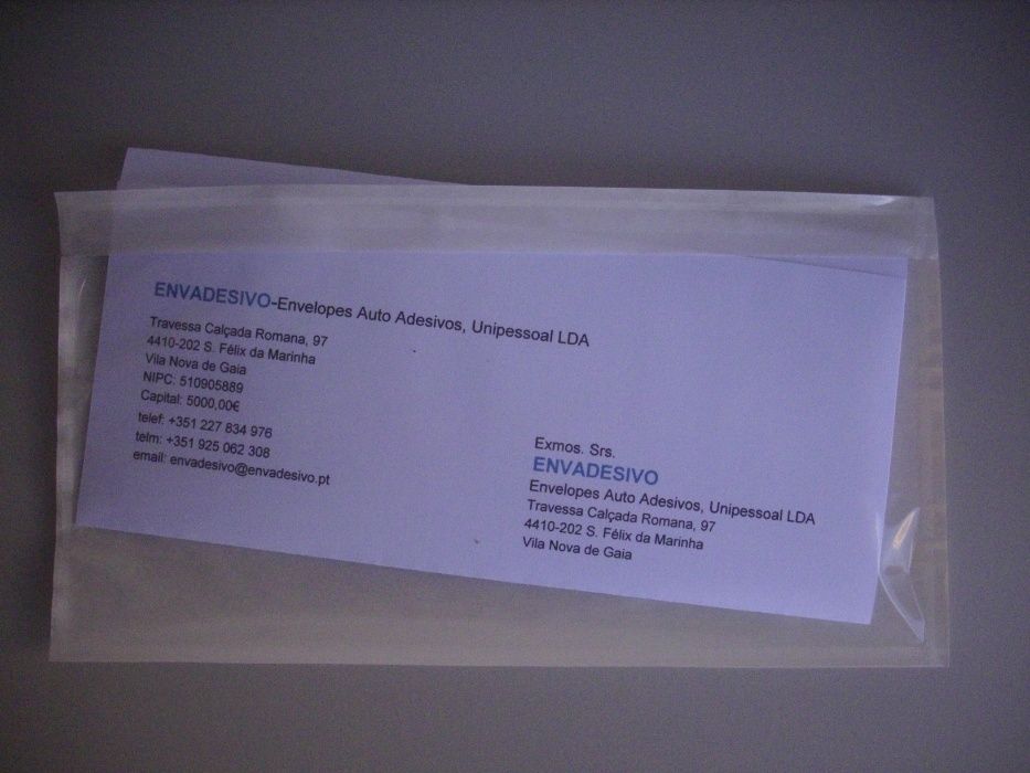 Envelopes auto adesivos, bolsa contém documentos DL 235x125mm