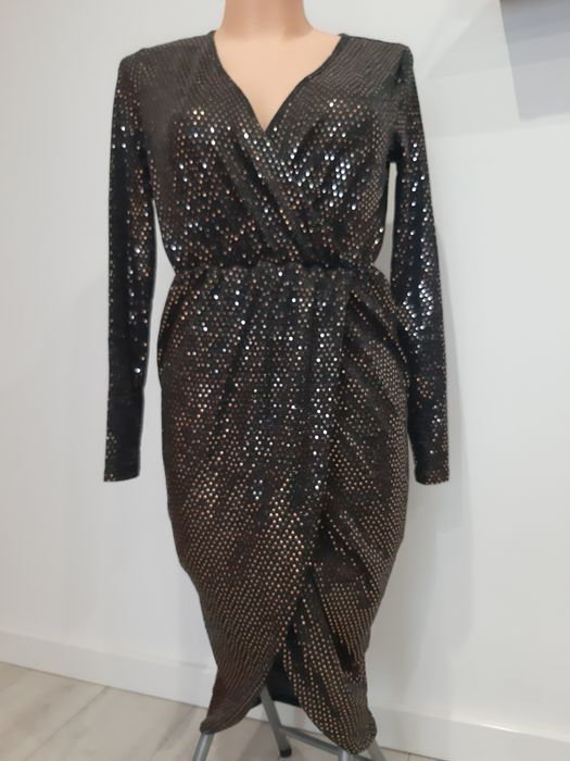 Nowa czarna ze złotymi dodatkami  sukienka _10 Karnawał Sylwester