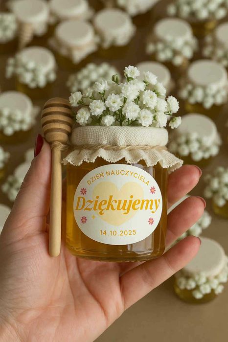 Słoiczki z naturalnym miodem - upominek dla gości