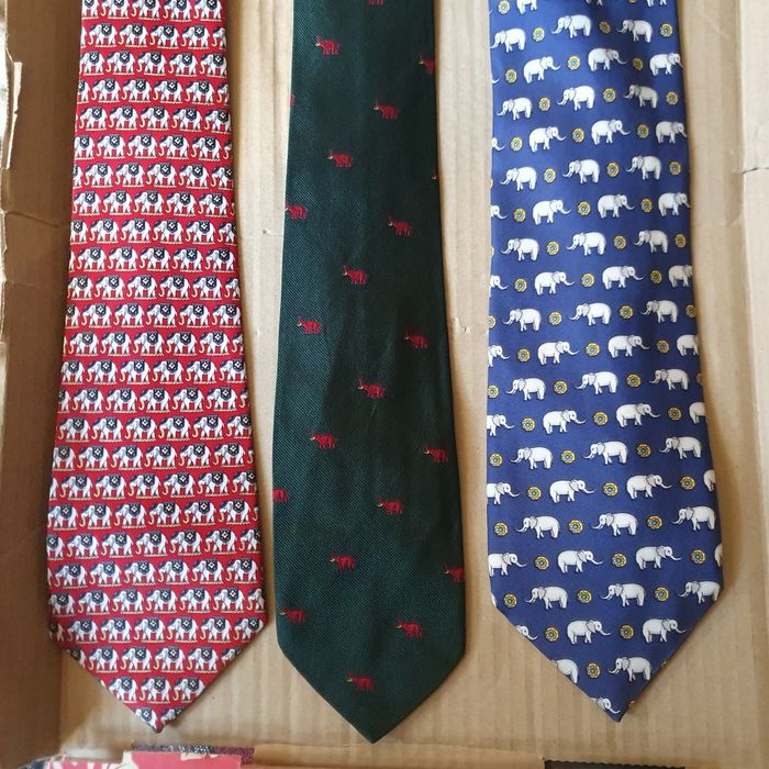 Zestaw krawatów słoniki jedwab(k-8)