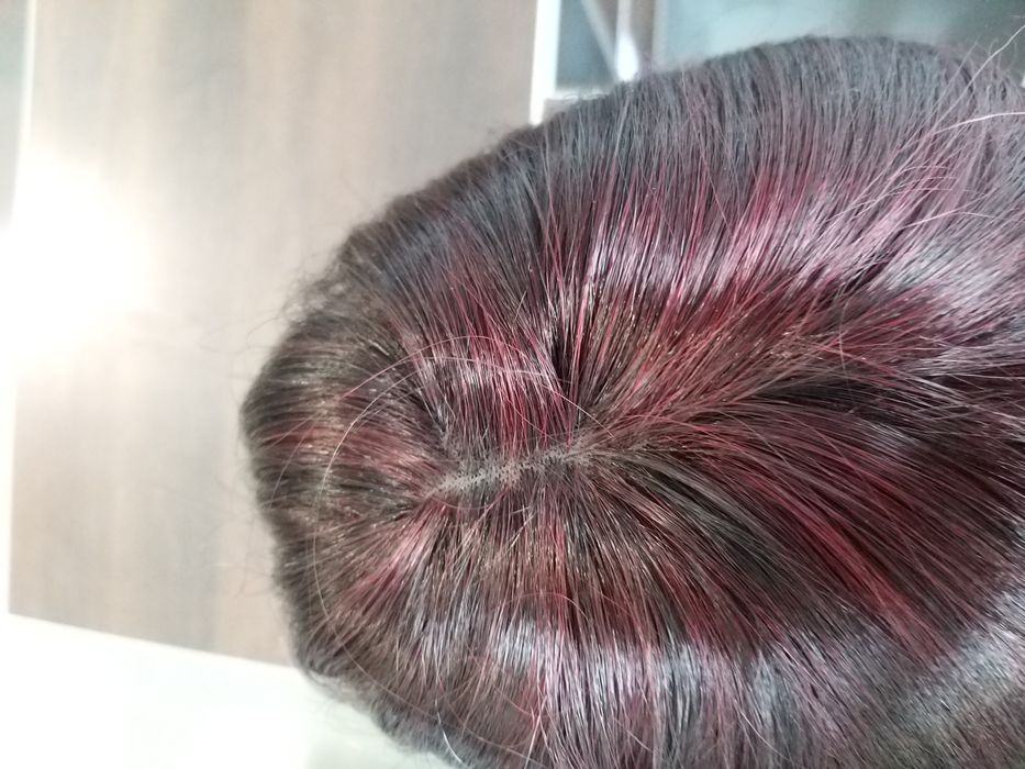 Peruka sztuczne długie rude czerwone bordo czarne pasemka 791Cherry99J
