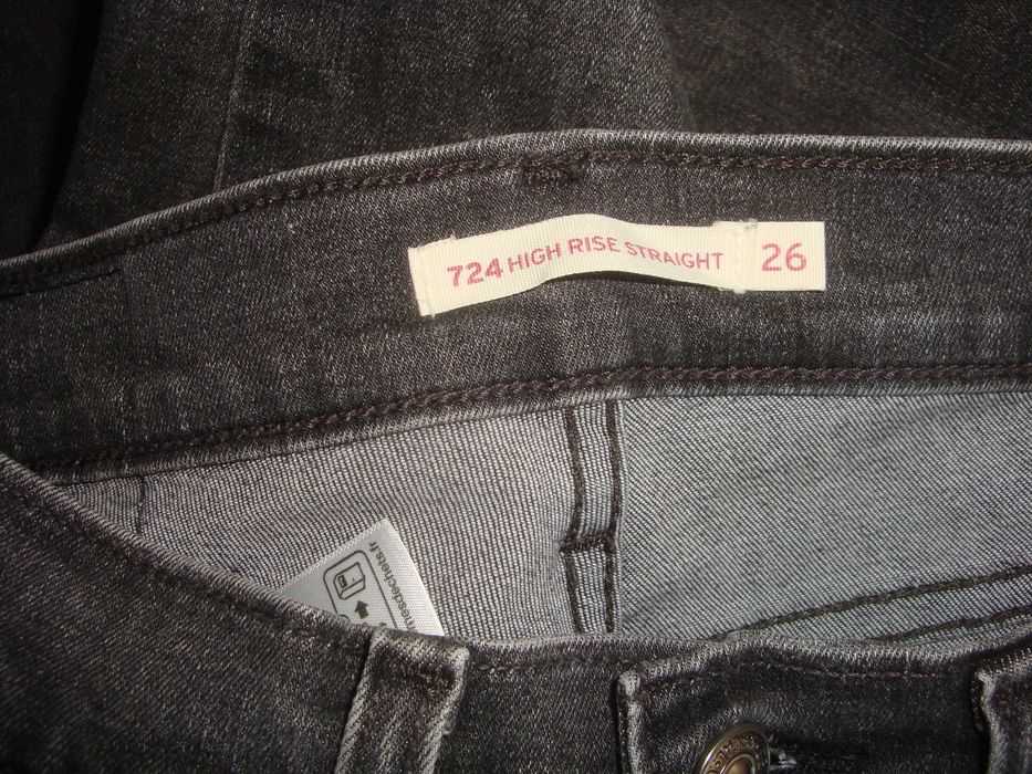 LEVIS Premium 724 High Rise Straight Jeansowe Damskie Spodnie W 26 L 32 grawitowe