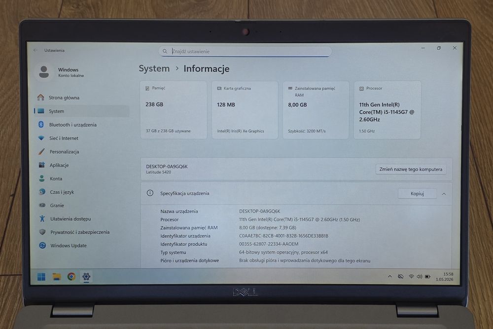 Laptop DELL Latitude 5420 Intel Core i5 8GB/256GB SSD , WIN 11 PRO