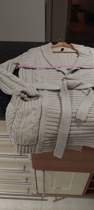 Casaco malha grossa com cinto