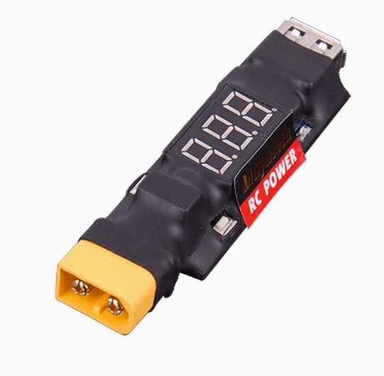 Зарядний пристрій XT60 на USB 5В з LED вольтметром для 2-6S акумуляторів