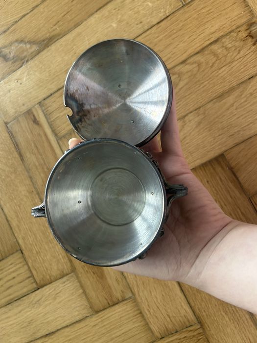 Posrebrzana cukiernica Hefra konwalie Plater vintage