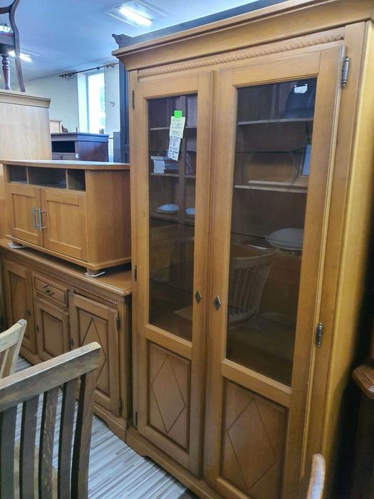 Zestaw komplet witryna komoda drewniane dębowe holenderskie FV DOWÓZ