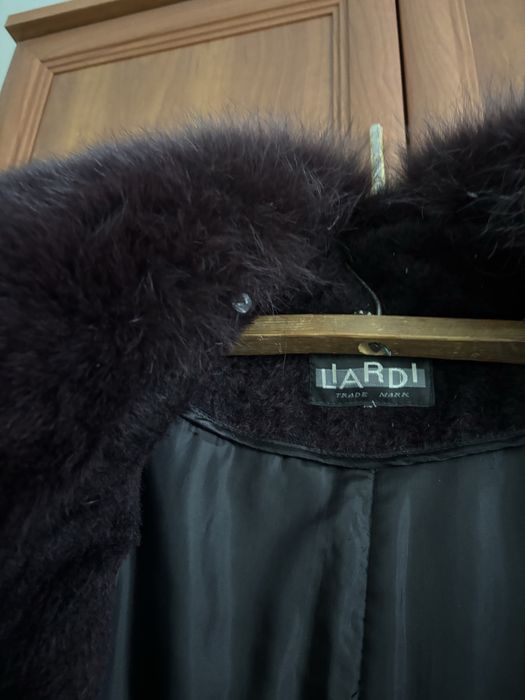 Шуба Lardi, натуральний ворс, темний колір, 128 см