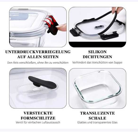 Набір з 2 скляних контейнерів ERUIV з герметичними кришками, 2 Х 520мл