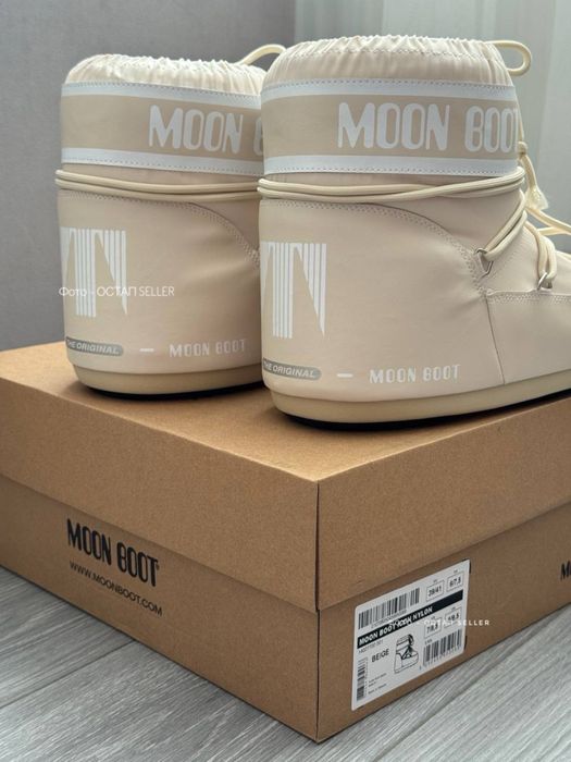 Мунбуты Moon Boot MB Icon Low Nylon beige снегоходы (NEW IN BOX)