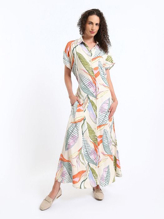 LC WAIKIKI Квіткова сукня-сорочка з коротким рукавом для жінок