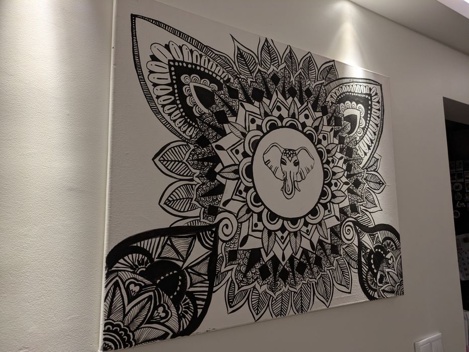Pintura Boho Style Elefante (Feito à mão)