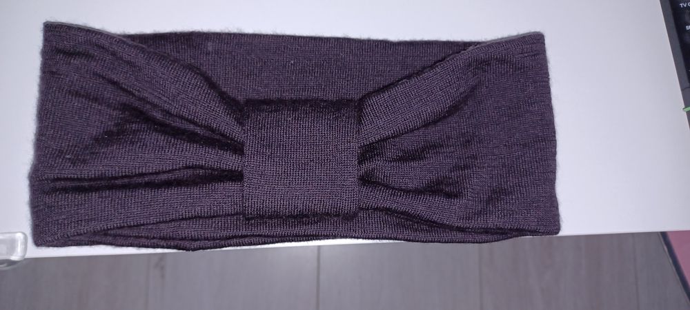 Opaska wełna merino ciemny fiolet upcykling