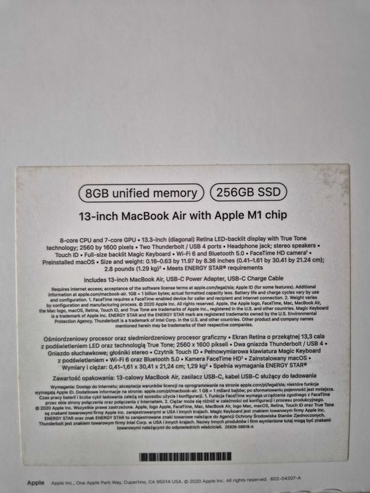 Macbook Air M1 8gb 256gb ssd
