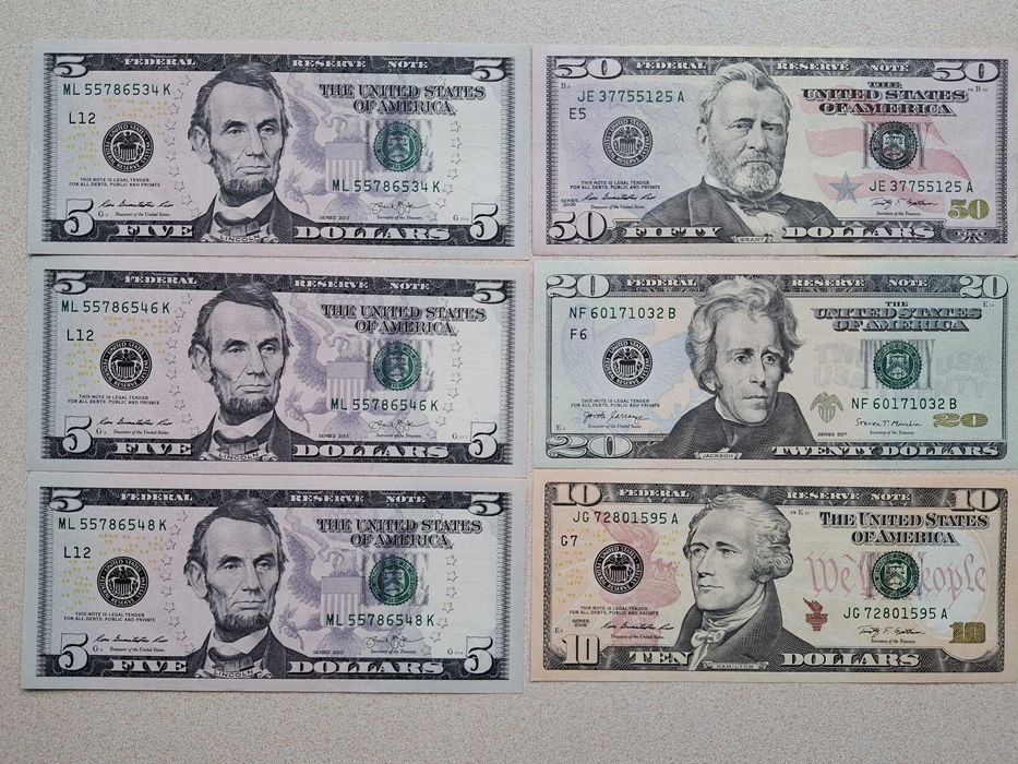 Доллары США. Евро. Номера подряд. Замещение (звезда). Разные.