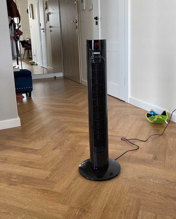 Nowy Wentylator Kolumnowy Z Pilotem Wiatrak Podłogowy Led Czarny