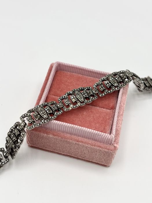 Srebrna bransoleta z czarnymi cyrkoniami