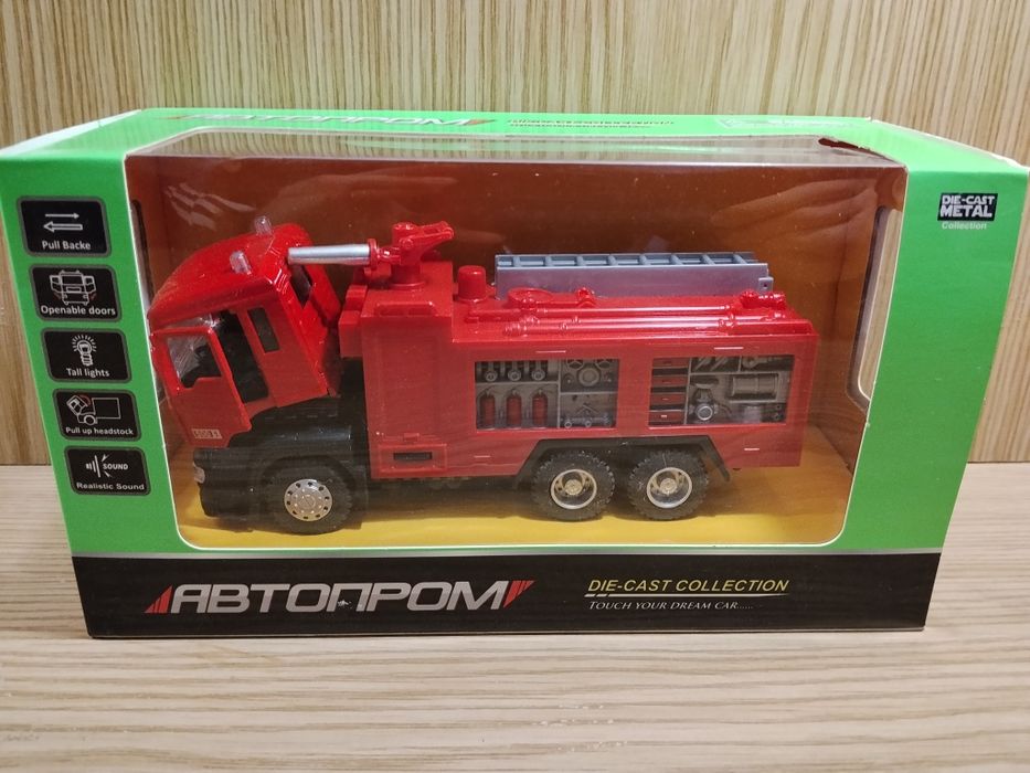 Модель Камаз пожарный  автоэвакуатор Автопром металл свет звук инерция