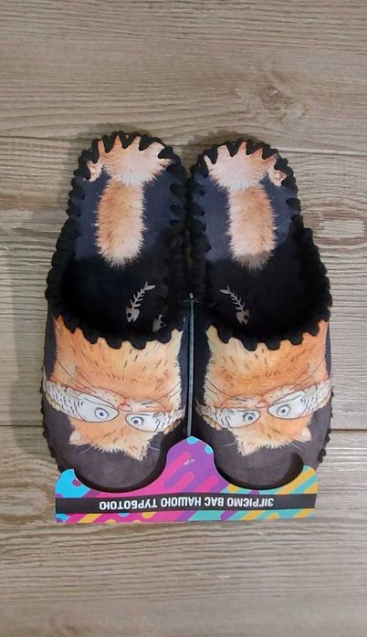 Домашні капці з принтом Кумедний Кіт