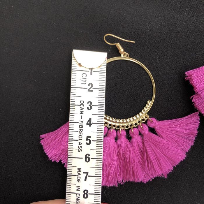 Brincos rosa NOVOS textil e metal