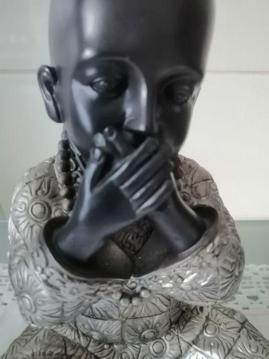 Budas decorativos preto e patiado+Base rotativa para TV ou computador,