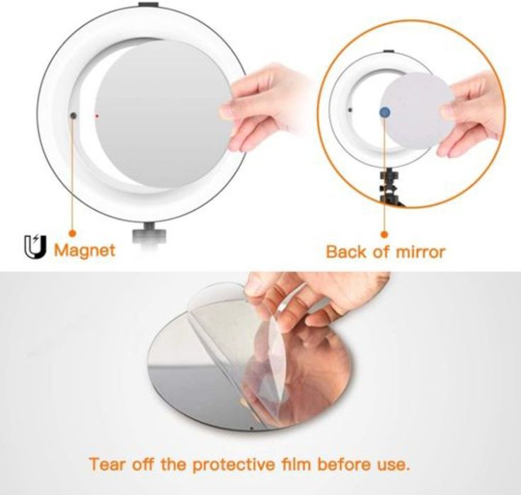 Anel de Luz 21cm com Espelho para Maquiagem vários níveis de brilho