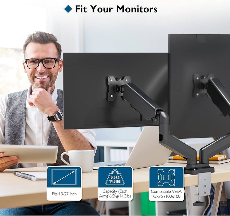 Zestaw 2x monitor Eizo FlexScan EV2450 + uchwyt Bontec GDM02UX ideał