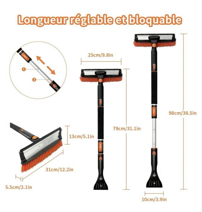 Teleskopowa skrobaczka do lodu DU Life z miotłą, 98 cm