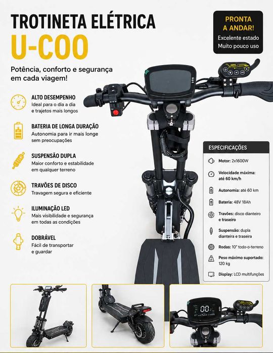 Trotinete Elétrica U-COO | POTENTE | ESTADO NOVO