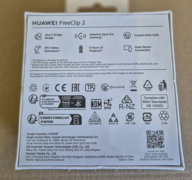 Nowe Słuchawki HUAWEI FreeClip 2 Czarny