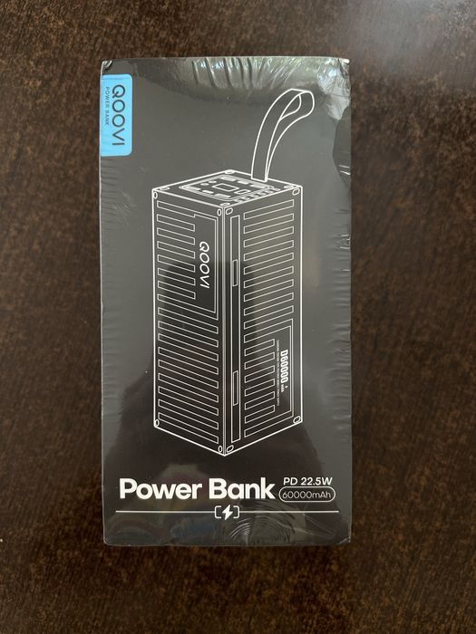 НОВИЙ Повербанк QOOVI 60000 mAh 22.5 W Display + LED Light порт