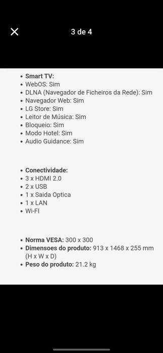 Smartv lg 65 polegadas