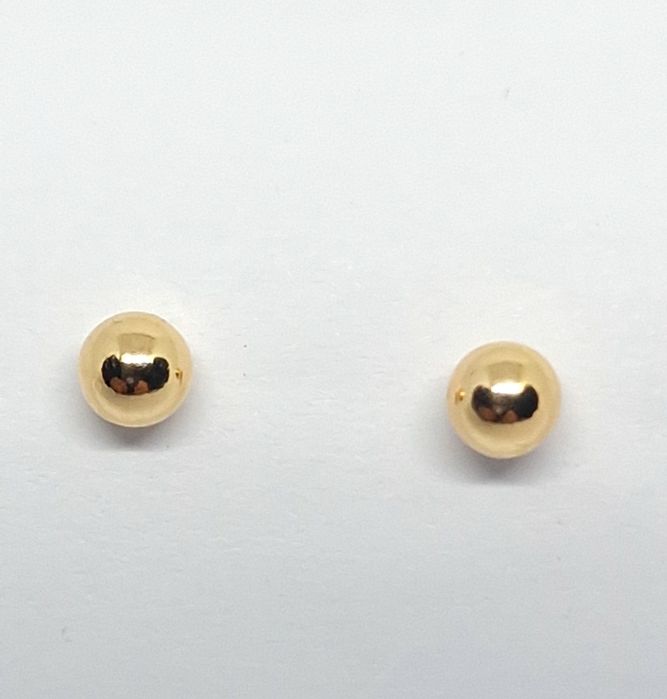 Nowe Kolczyki Złote kulki 4mm próby 585 Sztyfty