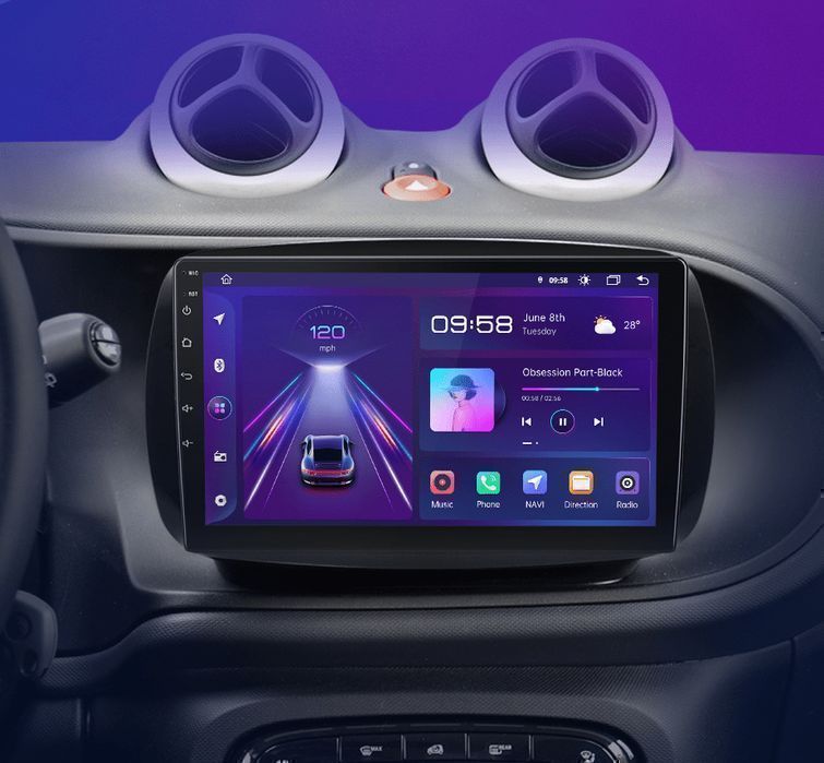 Mercedes Smart 2016 – Radio Android 15 9" CarPlay Android Auto 2GB/32GB GPS Nawigacja Stacja Multimedialna WiFi Bluetooth PL