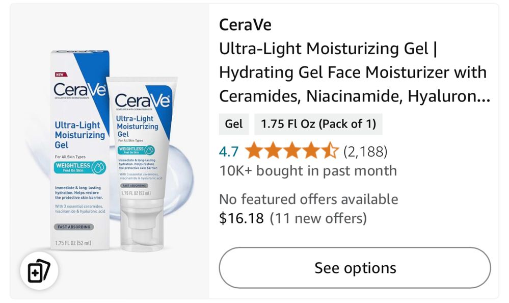Сераве гель лосьйон для лиця. CeraVe Ultra-Light Moisturizing Gel: 550 ...