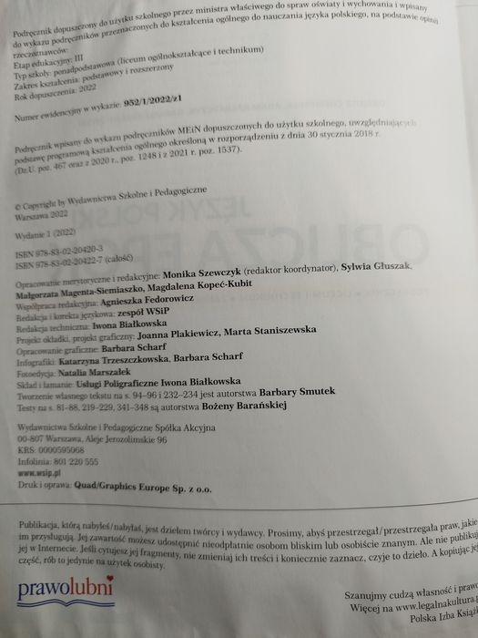 Język polski, Oblicza epok 1.1, nowa edycja