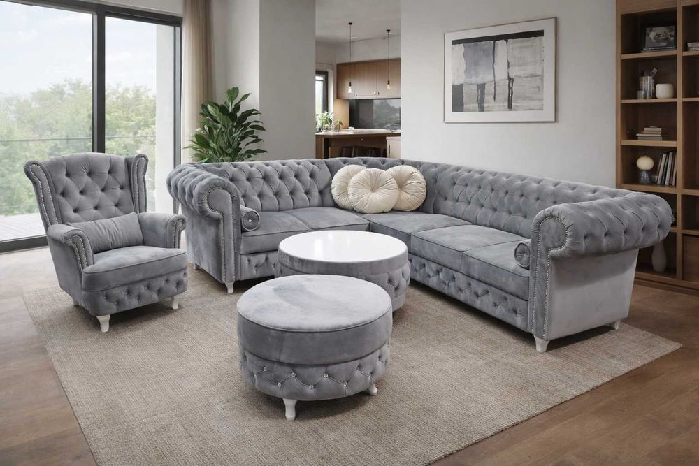 PRODUCENT Naroznik chesterfield glamour kryształki NR.8