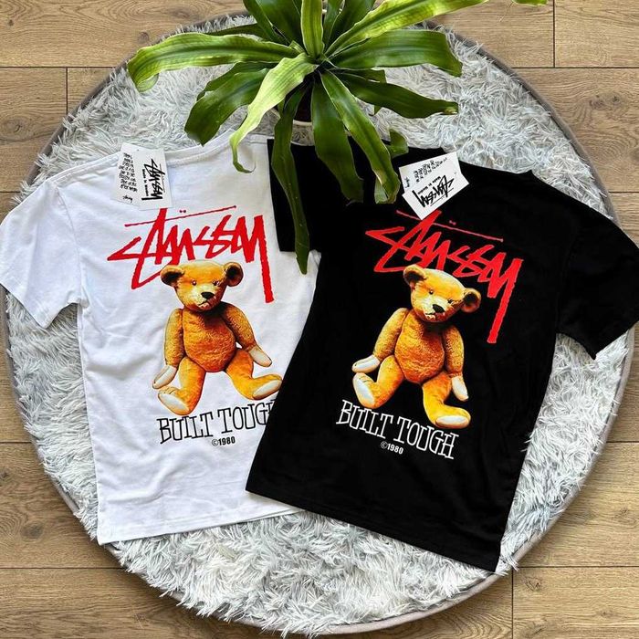 Черная / Белая | Новая Футболка Stussy Fuzzy Dice | Майка Кубики Серые Базовая