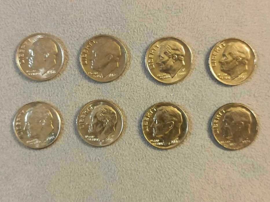Monety kolekcjonerskie USA 1 Dime Roosevelta 8 sztuk