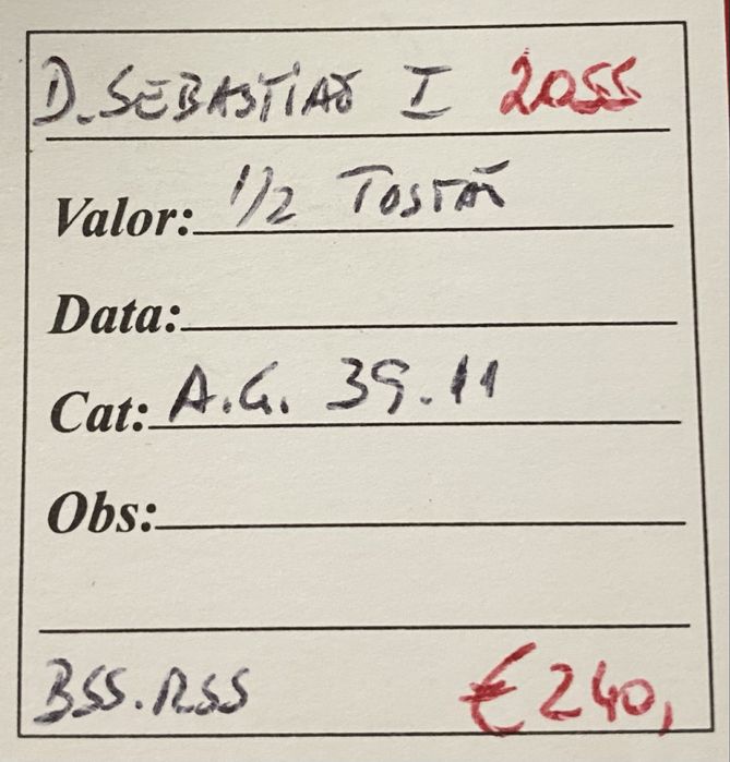 Moeda (2055) D. Sebastiao I I - 1/2 Tostao