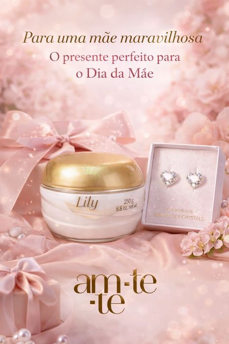Kit dia da mãe lily O Boticário com brincos swarosvki