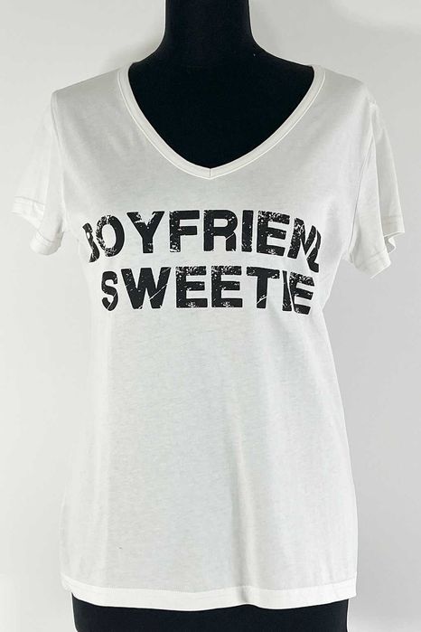 T-shirt biała z nadrukiem 100% Bawełna Rozmiar 40/42