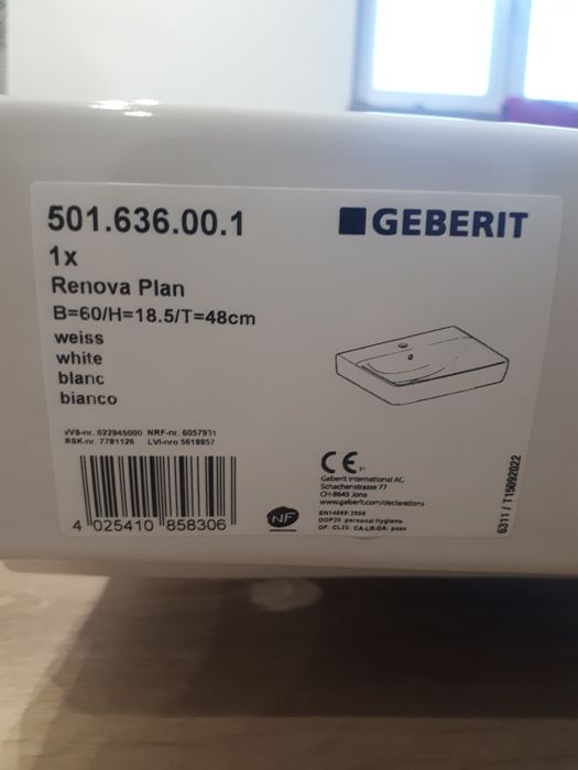 Umywalka Geberit Renova Plan 60 /48 cm