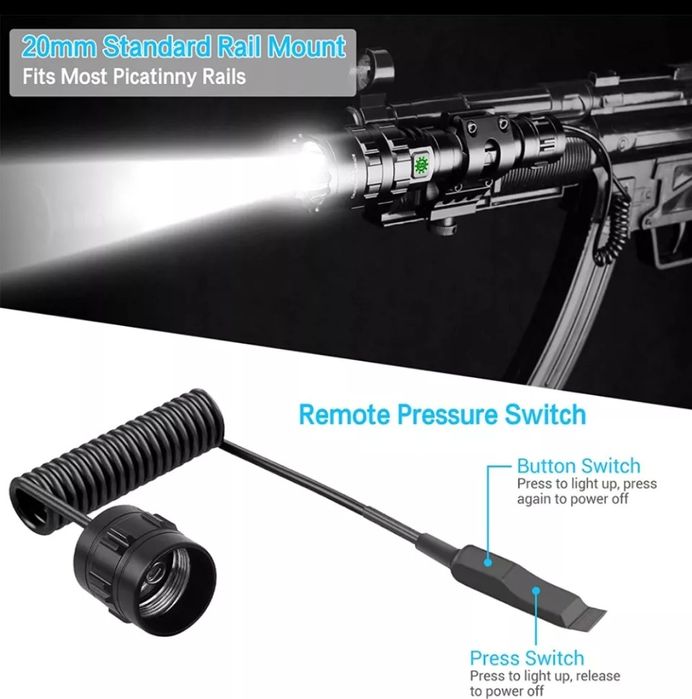 Lanterna tática Led adaptador fixação interruptor com cabo extensível