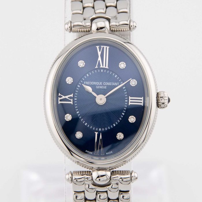 Frederique Constant Classics Art Deco Oval 25mm Stal Szlachetna & Diamenty Kwarcowy Ref. FC-200RMPN2V6B
