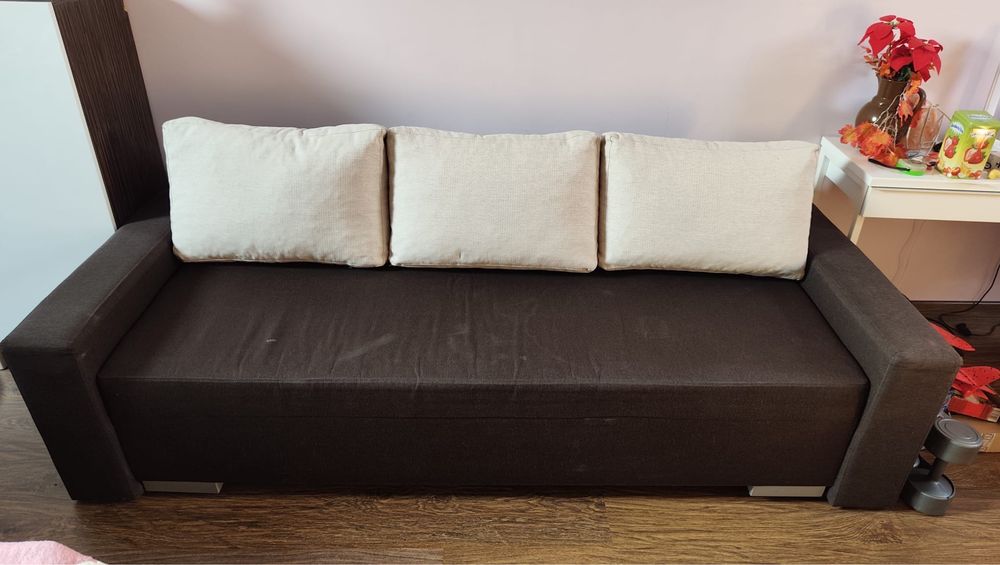 Sofa rozkładana brązowa