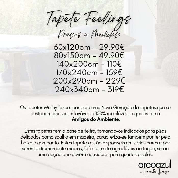 Tapete Feelings - Lavável - Bege Suave - 200x290cm By Arcoazul
