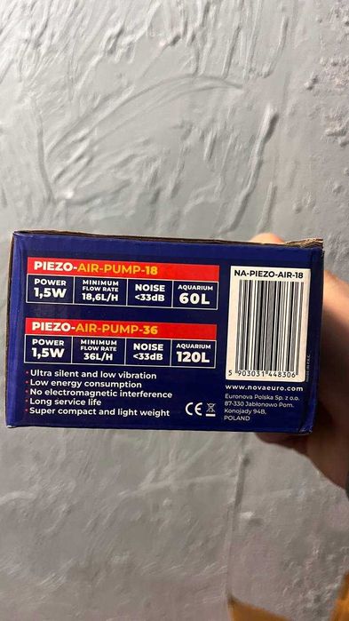 Cichy napowietrzacz akwariowy Aqua Nova Piezo Air Pump (do 60/120 l)
